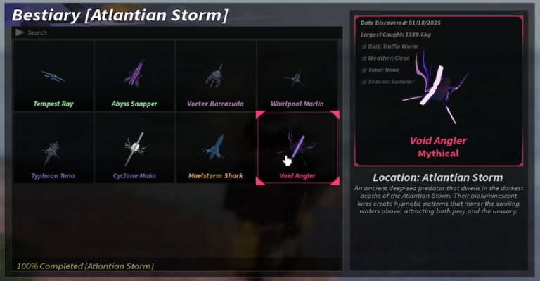 Semua 8 ikan dalam badai Atlantis (100% bestiary)